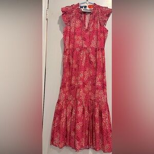 Generation Love Pink Floral cotton midi dress. Size M. Like New. worn 1x.